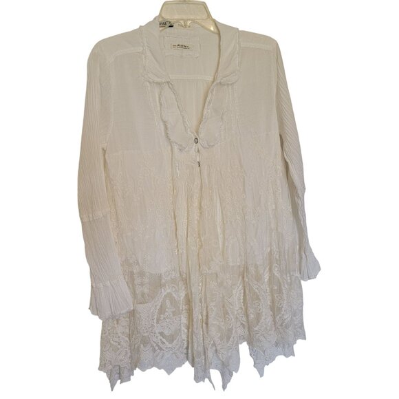 Free People x Tricia Fix Blouse Women S Boho Chic Whimsical Renaissance Medieval - Picture 2 of 8